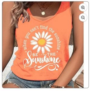 Be the Sunshine Orange Daisy Graphic Tank Top - Women's